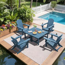 SERWALL Patio Coffee Table, HDPE Rectangle Outdoor Coffee Table Set of 2, Navy by CozyNest Decor
