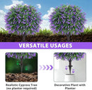 Artificial Boxwood Topiary Ball with Lavender, Set of 2 Artificial Shrub Bushes with Ground Spike, Fake Evergreen Tree for Porch, Artificial Plants for Outdoor Planters Indoor UV Resistant by CozyNest Decor