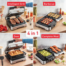 T-fal, Electric Grill, OptiGrill 4in1, Stainless Steel, 9 Automatic Cooking Modes, Intelligent Grilling Rare to Well-Done, 1800 Watts, Nonstick Removable Plates, Dishwasher Safe, Indoor, Silver by GreenHaven Gardens