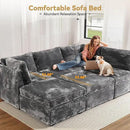 Modular Sectional Sofa with Chaise U Shaped Sectional Couch for Living Room, 8-Seater Comfy Cloud Couches with One Movable Ottoman, Plush Corduroy, Gray by CozyNest Decor