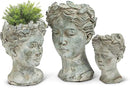 Abbott Collection Goddess Head Planter - Extra Small Cement Indoor and Outdoor Planter Pot - Grecian Woman Statue Head Planter for Flowers and Succulents (Grey, 2.75" Opening) by GreenHaven Gardens