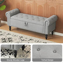 Furniliving 51” Bedroom Bench, End of Bed Bench with Button-Tufted Large Upholstered Storage Bench Ottoman Linen Window Benches with Storage Shoe Cabinet, for Bedroom, Entryway, Closet, Grey by CozyNest Decor