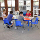 FDP Rectangle Activity School and Classroom Kids Table (30 x 60 inch), Toddler Legs, Adjustable Height 15-24 inches - Gray Top and Blue Edge by CozyNest Decor