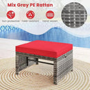 Tangkula 2 Pieces Patio PE Rattan Ottomans, Multipurpose Outdoor Footstool Footrest Additional Seating Side Table with Soft Zippered Cushions for Deck, Garden, and Yard (Red) by CozyNest Decor