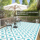 Pauwer Waterproof Outdoor Rug 6x9, Reversible Plastic Straw Patio Camping Rug, Indoor Outdoor RV Mat Carpet for Deck, Camper, Porch, Balcony, Backyard, Picnic, Geometric Teal by GreenHaven Gardens