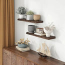 30" Floating Shelves, Live Edge Solid Elm Wood Floating Shelf, Wall Mounted Display Shelves with Heavy-Duty Bracket for Books, Rustic Wooden Shelf for Kitchen, Bathroom, Walnut Color, Set of 2 by CozyNest Decor