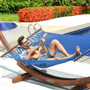 Lazy Daze Hammocks 10.5 FT Double 2 Person Caribbean Rope Hammock, Hand Woven Polyester Hammock with Spreader Bars, for Outside Outdoor Backyard Patio Poolside,450 LBS Capacity, Blue by GreenHaven Gardens