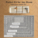 9x12 Area Rug Living Room Rugs, Stain Resistant Washable Rug, Vintage Large Non-Slip Backing, Low Pile Lightweight Print Rug for Bedroom Dinning Room Home Office (White Cream/Gray) by TinyTreasures Baby Boutique