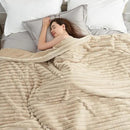 Amélie Home Faux Fur Throw Blanket for Couch, Cozy Fuzzy Fluffy Fur Luxurious Soft Striped Plush Gift Blankets for Family Sofa Chair Bed Living Room Bedroom, 60"x80", Beige by CozyNest Decor