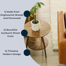 Martin Svensson Home Round Wood Nutmeg Brown Living Room End Side Accent Table Nightstand with Storage Shelf by CozyNest Decor