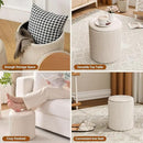 Ottoman with Storage Set of 2, Velvet Storage Ottoman, Upholstered Sponge Vanity Stool Support 300lbs, Multifunctional Coffee Table Foot Rest Ottomans for Living Room Bedroom, Beige by CozyNest Decor