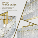 IKK Modern Gold Rectangle Chandeliers for Dining Room, Crystal Water Ripple Light Fixture, Elegant Farmhouse Linear Lighting for Kitchen Island, Bar Table, L33 x W9 x H12 by CozyNest Decor