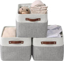 DECOMOMO Storage Bins Fabric Storage Baskets for Shelves, Linen Closet Organization Toys Nursery (Grey and White, Large - 3 Pack) by CozyNest Decor