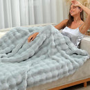 RYNGHIPY Faux Fur Throw Blanket Double Side Thick and Warm for Couch Plush Fluffy Faux Rabbit Fur Decoration for Sofa Chair and Bed Grey Winter Blanket (Grey, 51''x63'') by CozyNest Decor