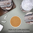 Emerson Coasters for Drinks Absorbent – Natural Stone Drink Coasters Set with Holder, Coasters for Coffee Table, Wooden Tabletop Protection Marble Style – 100% Heavy Duty, Set of 6 (Onyx)
