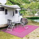 GENIMO Outdoor Rug Waterproof 6'x9' for Patio, Foldable Reversible Plastic Straw Carpet for Travel Trailers, Outside Area Mat for Rv, Deck, Picnic, Porch, Camper, Balcony, Beach, Pink & Grey by CozyNest Decor