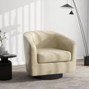 Swivel Barrel Accent Chair, Modern Round Faux Leather Arm Chair for Living Room, Bedroom, Comfy Club Reading Chairs for Adults(Faux Leather, Cream, Set of 4) by CozyNest Decor