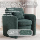 Chenille Accent Armchair Oversize Upholstered Barrel Comfy Modern Round Lounge Chair with Pillow Cozy Reading Chairs for Apartment,Office,Living Room,Dining,Makeup,Club,Green by CozyNest Decor