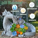 Solar Dragon Statue with LED Lights, Dargon Lover Gifts with Succulent and 6 LED Lights for Outdoor,Solar Dragon Decor for Yard, Garden and Patio, Unique Garden Statue for Mom Grandma by CozyNest Decor