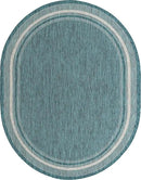 Unique Loom Outdoor Border Collection Area Rug - Soft Border (7' 10" x 10' Oval, Teal/ Ivory) by GreenHaven Gardens