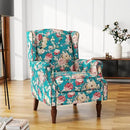 UIXE High Back Floral Accent Chair, Upholstered Armchair in Fabric, Retro Printed Wingback Arm Chair for Living Room, Nailhead Trim Single Sofa Bedroom Reading Seat - Peacock Blue by CozyNest Decor