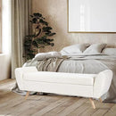 HomePop Modern Storage Bench with Wood Legs Home Décor|Bench with Storage for Living Room & Bedroom - Sherpa Cream by CozyNest Decor