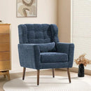 Modern Accent Chair, Upholstered Armchair with Pillow, Fabric Single Sofa Chair with Lounge Seat and Wood Legs Accent Chair for Living Room Bedroom Small Spaces (Dark Blue) by CozyNest Decor