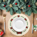 Whaline 4Pcs Round Christmas Flower Placemats Embroidered Xmas Poinsettia Place Mats Decorative Dinner Table Mats for Holiday Party Decor by CozyNest Decor