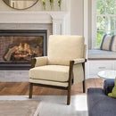 Modern Accent Chair for Living Room Mid Century Arm Chair Upholstered Bedroom Chair Comfy Lounge Chair with Solid Wood Frame, Beige by CozyNest Decor