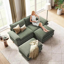 LINSY HOME Modular Sectional Sofa - 90'' Sleeper Sofa Cloud Couch Oversized Corduroy Sofa Bed with Movable Ottoman Soft Modern Comfy Couch for Living Room Apartment Office, Green by CozyNest Decor