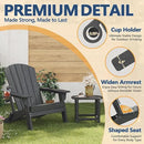 Folding Adirondack Chair Set of 4 with Cup Holder, HDPE All Weather Resistant Plastic Outdoor Patio Chairs, Heavy Duty Fire Pit Seating for Backyard Lawn Garden, Wooden Textured Design(Gray) by GreenHaven Gardens