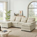 113" Oversized Cloud Couch, U Shape Sectional 4 Seat Sofa with Double Chaises, 2 Layer Cusions, Deep Seat Comfy Sofa, Upholstery Chenille Fabric for Living Room, Beige