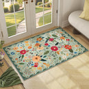 2x3 Washable Rug for Entryway, Floral Green Soft Small Area Rug, Non Slip Doormat Indoor Entrance Carpet, Flower Low Pile Front Door Throw Rug for Bedroom, Kitchen, Laundry, Bathroom, Sage Green by TinyTreasures Baby Boutique