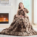 Lotus Karen Faux Fur Throw Blanket Tie-Dye Dark Coffee - Big Bubble Rabbit Fluff Blanket for Couch, Large Fluffy Fuzzy Cozy Blanket,Thick Furry Plush Shaggy Blankets,108x90 Inches by CozyNest Decor