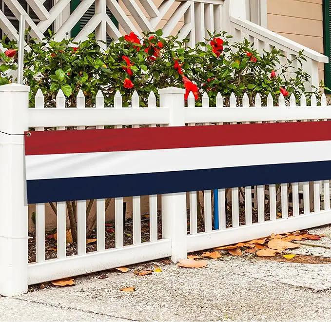 EBaokuup 2 Pack 20x2 Ft American Flag Bunting-4th of July Banner Decor Red, White & Blue Stripe Flag-Large Patriotic Bunting US Flag Decorations for Independence Day Outdoor Porch Garden, photo 5 of 7