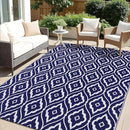 OLANLY Outdoor Rug 6x9 ft Waterproof, Outdoor Plastic Straw Rug with Geometric Pattern Clearance, Reversible RV Mat for Patio, Camping, Balcony, Deck, Backyard, Navy & White by CozyNest Decor
