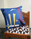 Kandinsky Abstract Pillow Cover - Blue | Modern Throw Pillows | Contemporary Chair Pillow | Modern Farmhouse Pillows | Modern Couch Pillow | Needlepoint Accent Cushion | Size 18x18 by CozyNest Decor