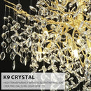 H65'' Gold Tree Branch Crystal High Ceilings Chandeliers, 27-Lights Modern K9 Crystal Staircase Chandeliers, D48'' Foyer Chandelier for High Ceiling, Luxury Large Living Room Chandelier by CozyNest Decor