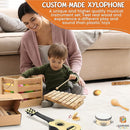 Natural Wood Musical Toys for Toddlers 1-3, Kids Musical Instruments set of 7 items Kids Guitar Egg shakers Flute Instruments Maracas Baby Xylophone Tambourine Castanets, Toddler learning Toys Experts by TinyTreasures Baby Boutique