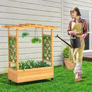 YITAHOME Raised Garden Bed with Trellis and Lockable Wheels, Wood Free-Standing Trellis Planter Box with Hanging Roof for Climbing Plants Flowers in Garden, Patio, Backyard, Balcony, Natural by GreenHaven Gardens