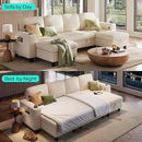 LINSY HOME Sectional Sleeper Sofa with Pull Out Couch Bed - Convertible Plush Corduroy Cloud Couch with Storage Chaise & USB Charging, Comfy U Shaped Modular Couches for Living Room, Beige by CozyNest Decor