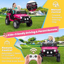 24V 4WD Ride on Truck Car w/800W Motors, Gift Flower, Remote Control, 2 Seaters, Light Bar, 3 Speeds, Pop Music, Power Four Wheels, 24 Volt Ride on Toy Car for Big Kids, Rose Red by TinyTreasures Baby Boutique