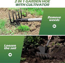 Walensee 2 in 1 Hoe Garden Tool, 63 Inch Garden Hoe Cultivator and 5-Tines Rake with 37-63 Inch Adjustable Long Handle, Weeding Tools Hand Tiller for Yard Lawn Flower Beds Planting Gardening Digging by GreenHaven Gardens