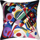 Kandinsky Impulse Modern Decorative Pillow Cover Black Abstract Toss Pillowcase Farmhouse Chair Cushion Contemporary Pillow Mid-Century Chair Cushions Hand Embroidered Pillow Wool Size 18x18 by CozyNest Decor