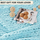 L'AGRATY Chenille Chunky Knit Blanket, Light Blue, 60x80, Heavyweight Throw Blanket for Home Decor by CozyNest Decor
