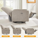 Power Swivel Glider Recliner Chair, Electric Nursery Rocker Recliner Chair, USB & Type-C Charger, Warm Camel Boucle by TinyTreasures Baby Boutique