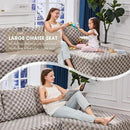 Hobestluk 96“ Modular Sectional Sofa Couches L-Shape Couch 3 Seat Modular Sofa Memory Foam Sectional Couches for Living Room, Cloud Couch with Oversized Chaise (Grey, Checked (Right Facing Chaise)) by CozyNest Decor