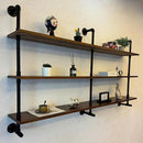 ROGMARS Industrial Pipe Wall Shelves Pipe Shelving with Real Wood Plank,70 Inches Floating Shelves for Wall Farmhouse Pipe Book Shelves Dark Brown 3Tier for Kitchen,Living Room Decor and Bar Shelving by CozyNest Decor