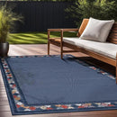 Beverly Rug Outdoor Rug 8x10 Modern Bordered Area Rugs for Indoor and Outdoor Patio Easy to Clean Non Shedding Living Room Porch Garden Washable Outside Carpet (8 x 10 Blue) by CozyNest Decor