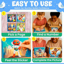 BulbaCraft 4Pcs Sticker Paint Books for Boys - Sticker Books by Number with Superheroes, Trucks, Animals and Space - Coloring Activity for Kids by TinyTreasures Baby Boutique